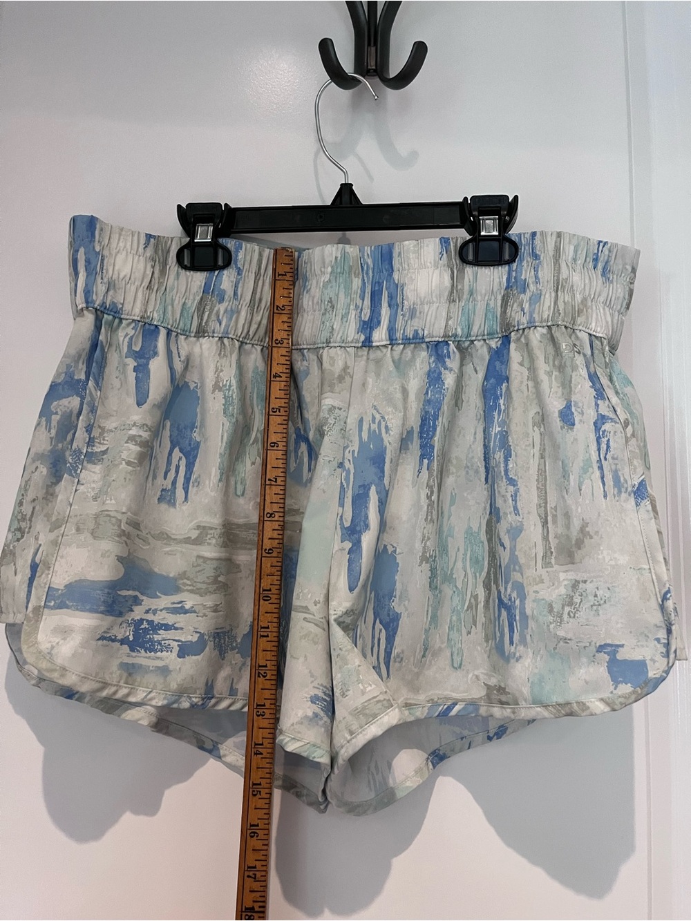 DSG Women's Light Blue and White Abstract Athletic Shorts